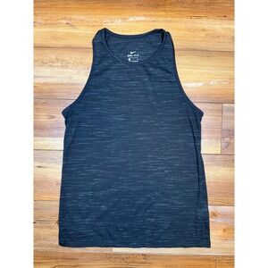 Nike Dri-FIT Tank Top Mens Small Black Space Dye Heather Athletic Training Shirt